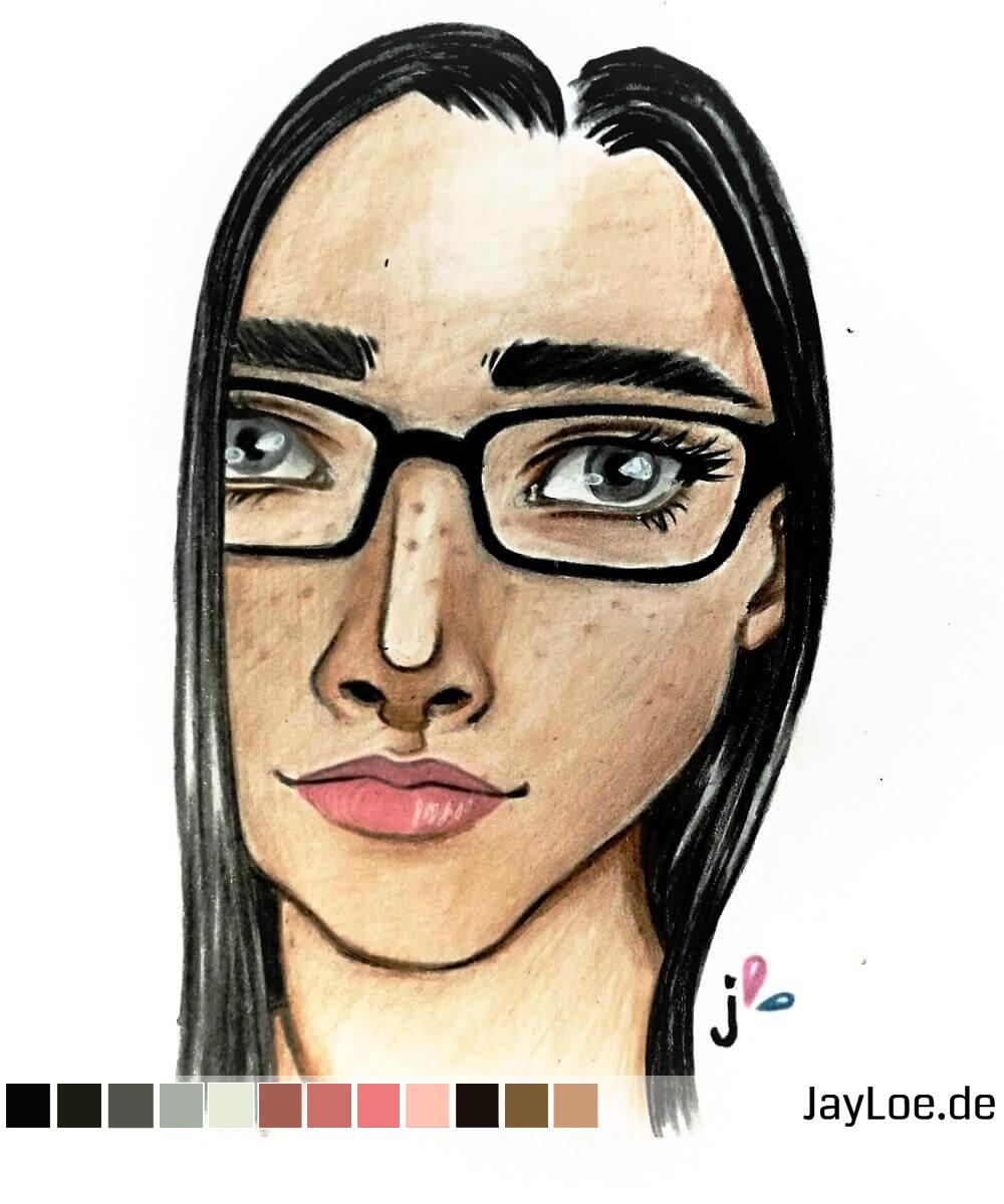 Black haired girl with glasses